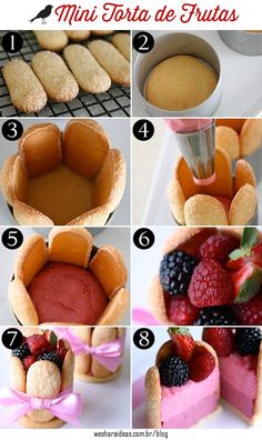 instructions for making mini tortilla de frutas with fruit in the center