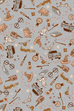 an image of many different items on a gray background with stars and snowflakes