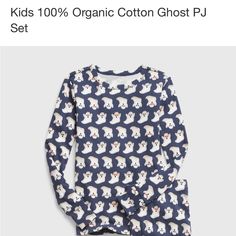 Made With 100% Organically Grown Cotton. Soft Knit Pj Set. Crewneck. Long Sleeves. Elasticized Waist At Pj Pants. Allover Ghost Print. Fabric & Care 100% Organic Cotton. Machine Wash. Imported. White Cotton Sleepwear By Gap, Cotton Gap Sleepwear For Bedtime, Gap Cotton Sleepwear For Bedtime, Cotton Sleepwear By Gap For Bedtime, Gap Cotton Sleepwear, Casual White Sleepwear By Gap, Gap Cotton Bedtime Sets, Casual Gap Sleep Top, Casual Sleep Tops By Gap