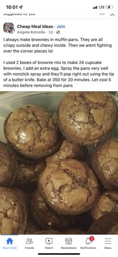 a bunch of brownie muffins sitting on top of each other in a bowl