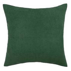 a green pillow on a white background with a square shape in the center and side