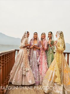 #falgunishanepeacockindia #falgunipeacock #shanepeacock #fsp #apoembythelake #kashmir #summercampaign Desi Bridesmaids, Bridesmaid Dresses Different Colors, Indian Wedding Bridesmaids, Falguni Shane Peacock, Bridesmaid Dresses Indian