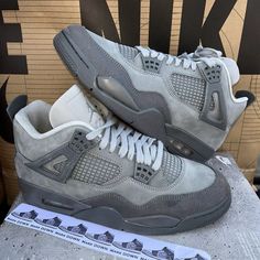 New Nike Air Jordan 4 Retro Se 'Wet Cement' Size 8.5 Smoke Grey Gray Fq7928-001 Brand New With Box Box Has No Lid As Pictured Grey Jordan 4’s, Jordan 4 Wet Cement, Gray Jordan 4, Jordan 4 Gray, Nike Shoes Women Fashion, Nike Air Jordan 4 Retro, Grey Jordans, Trendy Womens Shoes