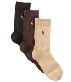 From Polo Ralph Lauren&#x2C; this 3-pack of socks features:Set comes with three pairs of socks&#x2C; each in a different hueRibbed cuffsSignature embroidered pony at the outer side of each sockSizes 4-7 fits shoe sizes 10-13&#x2C; Sizes 8-9½ fits shoe sizes 13-3&#x2C; size 9-11 fits shoe sizes 4-10.polyester/nylon/spandexMachine wash; tumble dryImported. Polo Socks, Flat Socks, Socks For Flats, Ralph Lauren Boys, Socks For Men, Cute Socks, Ralph Lauren Outfits, Streetwear Men Outfits, Men Fashion Casual Outfits