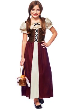 Medieval Peasant Girl, Peasant Outfit, White Peasant Dress, Fancy Dress Outfits, Fancy Dress For Kids, Dress Up Outfits