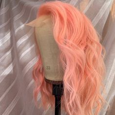 Lace Front Wig Virgin Human Hair Peach Pink 150%Density 14" Peach Wig, Custom Color Wigs, Pink Lace Front Wig, Pink Lace Front, Bangs Ponytail, Color Wigs, Ombre Lace Front, Purple Wig, Green Wig