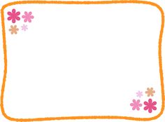 an orange frame with pink flowers on it