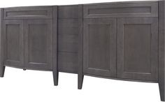 the sideboard has two doors and three drawers