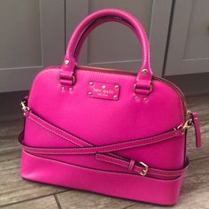 Kate Spade Bright Pink Purse With Removable Shoulder Strap - Like New! Purchased From Outlet And Kept In Dust Bag, Used Once Bags Kate Spade, Pink Purse, Kate Spade Purse, Kate Spade Bags, Kate Spade Bag, Bright Pink, New Color, Satchel, Outlet