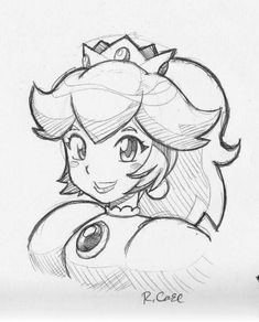 a drawing of an anime character with a crown on her head and hair in ponytails