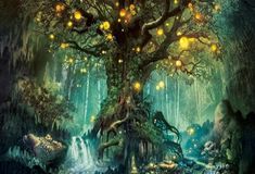 Forest Luminescent Sparkling Tree Photography Backdrop Fantasy Poster, Fairy Tree, Hur Man Målar, Magic Forest, Fantasy Forest, Fantasy Art Landscapes, Arte Fantasy, Magical Forest, 판타지 아트