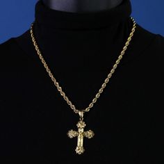 - Brand New Necklace + Pendant - Real 14k Gold-Plated - 20" Rope Necklace - High Quality, Will Not Tarnish - Reasonable Offers Accepted Gold Crucifix Necklace, Stainless Steel Bracelet Men, Crucifix Necklace, Mens Stainless Steel Rings, Punk Vintage, Glass Pendant Necklace, Mens Beaded Bracelets, Celtic Designs, Mens Accessories Jewelry