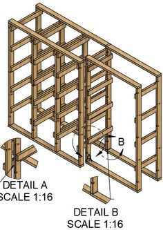 the diagram shows how to build a wooden bookcase with shelves and ladders for books