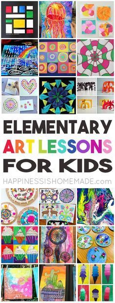 36 Elementary Art Lessons for Kids - one for every week of the school year! Perfect for homeschool families, teachers, scout leaders, and parents! via @hiHomemadeBlog Projects For School, Elementary Art Lessons, Classe D'art, Fall Art Projects, Art Lessons For Kids