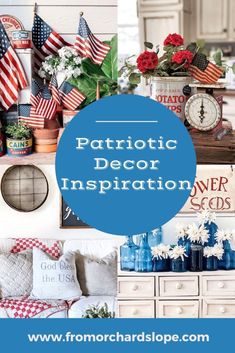 patriotic decor with text overlay that reads patriotic decor inspiration