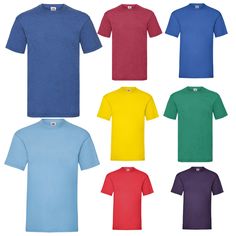 THANKS FOR LOOKING AT OUR MEN'S CLOTHING RANGE FRUIT OF THE LOOM VALUEWEIGHT T-SHIRT Code: SS6 Product Details: Material: 100% cotton.* Cotton/Lycra® ribbed collar. Twin needle hem. Taped neck. Tubular body (4XL and 5XL have side seams). Twin needle stitching. Cut out label. WRAP Certified Production.                                                                                                                                  Size:    S   M   L   XL   XXL   3XL   4XL   5XL            Chest (to fit):   35/37   38/40   41/43   44/46   47/49   50/52   53/55   56/58    Please note garment sizes are approximate and for guidance only  *Ash 99% cotton/1% polyester.  **Grey 97% cotton/3% polyester.  Black, navy, white and heather grey available in 4XL and 5XL. DIRECT FROM WHOLESALE - BULK PURCHA Cheap Plain Cotton T-shirt, Blue Plain Cotton T-shirt, Cheap Men's Purple T-shirt, Plain Purple Cotton T-shirt, Cheap Red 3/4 Sleeve T-shirt, Plain Tshirt, Fruit Of The Loom, Fashion Help, Mens Clothing Styles