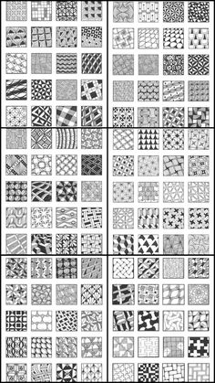 black and white squares with different patterns on them