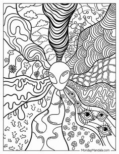 adult coloring pages. Trippy Coloring Pages Printable Easy, Trippy Coloring Pages, Free Disney Coloring Pages, Carcase Iphone, Adult Colouring Printables, Trippy Drawings, Color Sheets, Abstract Coloring Pages