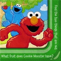 an image of sesame and cookie monster with the caption what fruit does cookie monster have?