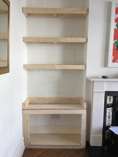 the shelves are made from wood and have no doors or drawers on one side, so they can be used as shelving