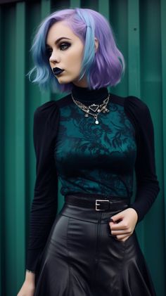 Goth With Color, Goth Fashion Women, Romantic Goth Style, Elegant Goth Outfits, Sophisticated Goth, Modern Gothic Fashion, Business Goth, Clean Goth, Colorful Goth