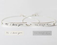 Handwriting Bracelet Custom Actual Handwriting Jewelry | Etsy Mother Christmas Gifts, Coat Women Fashion, Keepsake Jewelry, Gifts For Wedding Party