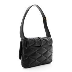 This is an authentic SAINT LAURENT Lambskin Quilted Le 57 Diamond Shoulder Bag in Black. This elegant shoulder bag is crafted of diamond quilted lambskin leather in black. The bag features aged gold hardware, adjustable leather shoulder strap, and a YSL emblem on the front flap. The flap opens to a black suede interior with a flat pocket. Quilted Toys, Denim Quilt, Velvet Quilt, Dark Beige, Shoulder Bag Black, Saint Laurent Bag, Diamond Quilt, Lambskin Leather, Black Suede