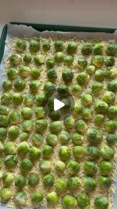 the brussel sprouts are being prepared to be cooked in the oven