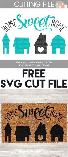 the front and back side of a door mat that says home sweet home, free svg cut file