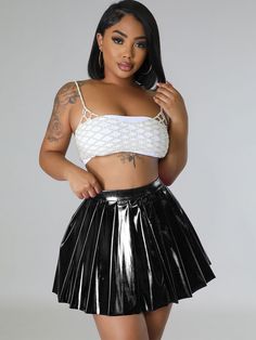 Material: Made of 50-70% Regenerated Cellulose Fiber.Features: Glitter. high waist. pleated. solid color. slim fit. bodycon miniskirts.Style: Casual. Clubwear Trendy Mini Skort For Parties, Trendy Mini Length Skort For Party, Trendy Mini Length Party Skort, Trendy Shiny Mini Skirt, Stretch Mini Skort For Party, Flirty Pleated Skirt For Party, Party Stretch Mini-length Skort, Trendy Party Mini Skort, Trendy High Waist Party Skort