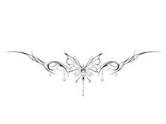 a black and white drawing of a butterfly with swirls on it's wings