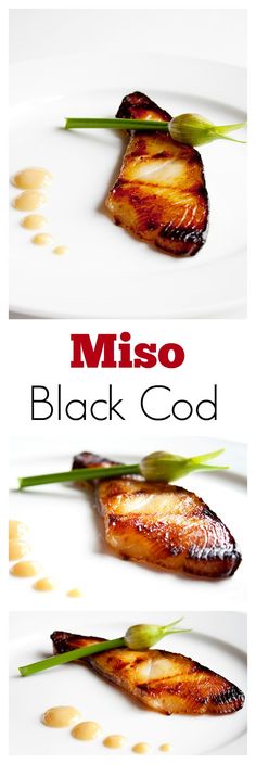 two plates with food on them and the words misso black god written in red