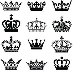 the silhouettes of crowns are shown in black and white, including one with a crown on