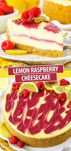 the lemon raspberry cheesecake is ready to be eaten