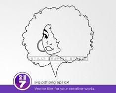 a drawing of a woman's face with an afro on her head and the words sv