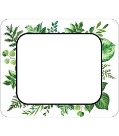 a square frame with green leaves on it