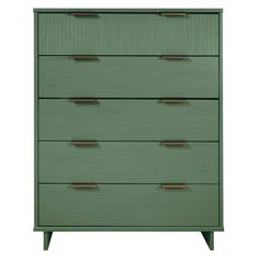 a green dresser with four drawers