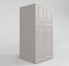 a tall white cabinet with doors on each side