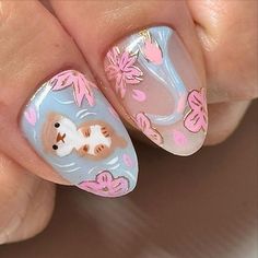 Kirby Nails, Nail Art Cute, Nails Cute, Simple Acrylic Nails