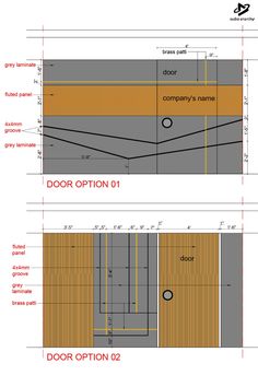 two different views of the same room in an office building, one with wood flooring and