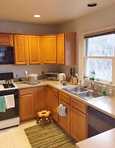 the kitchen is clean and ready for us to use in its new owner's home