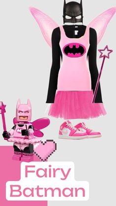 a pink and black batman costume is featured in this ad for the lego batman movie