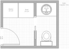 a drawing of a bathroom with toilet, sink and shower in the middle of it