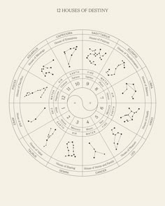 the twelve zodiac signs are arranged in a circle, with numbers on each side and stars at