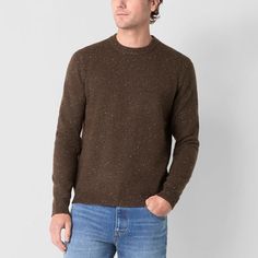 This Frye and Co. men's pullover sweater is an easy layering piece for casual and semi-formal occasions. Made from soft wool-knit blend and has a close-fit, a crew neck, long sleeves, and rib trim. Wear it with jeans or chinos. Closure Type: Pullover HeadFit: Regular FitNeckline: Crew NeckSleeve Length: Long SleeveSleeve Style: Cuffed SleeveFiber Content: 55% Polyester, 38% Acrylic, 5% Wool, 2% SpandexCare: Machine Wash, Tumble DryCountry of Origin: Imported Mens Pullover Sweater, Men's Pullover, Large Sweaters, Small Sweater, Long Sleeve Pullover Sweater, Wool Knit, Beige Sweater, Pullover Men, Mens Crew Neck