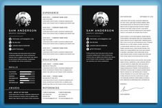 a black and white resume template with an image of a woman's head on it