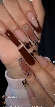 Beginner Nail Designs, Fall Nail Inspo, Acrylic Toe Nails, Hard Nails, Leopard Print Nails, Glow Nails, Nails Square, Nails Only, Thanksgiving Nails