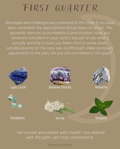 an info sheet describing the different types of crystals and their uses for each type of rock