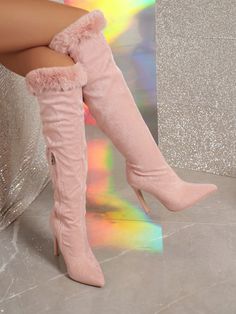 New Slim Heel Tall Boot With Wide Calf Toe Cap Ruffle Fashion Boot, Plus Size, Cross-Border Baby Pink         Women Shoes, size features are:Bust: ,Length: ,Sleeve Length: Ruffle Fashion, Birthday Fit, Fold Over Boots, Birthday Fits, Ruffles Fashion, Tall Boot, Autumn 2024, Boots Women Fashion, Womens Knee High Boots