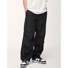 Summer Loose Leg Cargo Pants Material: 100% Cotton Size: S, M, L, XL, 2XL Color: Black, Light Pink, Army Green, Purple Applicable Season: Spring, Summer Casual Wide-leg Pants With Cargo Pockets, Casual Wide-leg Cargo Pants, Baggy Black Work Pants With Side Pockets, Baggy Full-length Casual Parachute Pants, Casual Baggy Full-length Parachute Pants, Black Casual Pants With Loosely Fitted Hips, Casual Wide Leg Cargo Pants With Loose Fit, Casual Black Pants With Loosely Fitted Hips, Versatile Black Wide-leg Pants